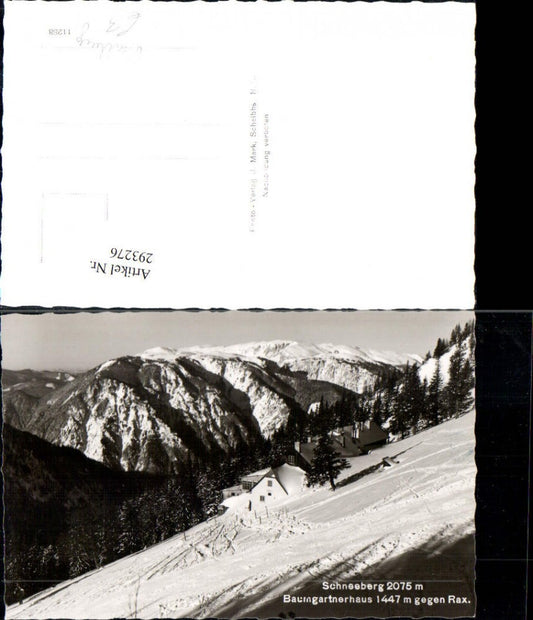 293276,Baumgartnerhaus Berghütte am Schneeberg geg. Rax Bergkulisse Winterbild b. Puchberg