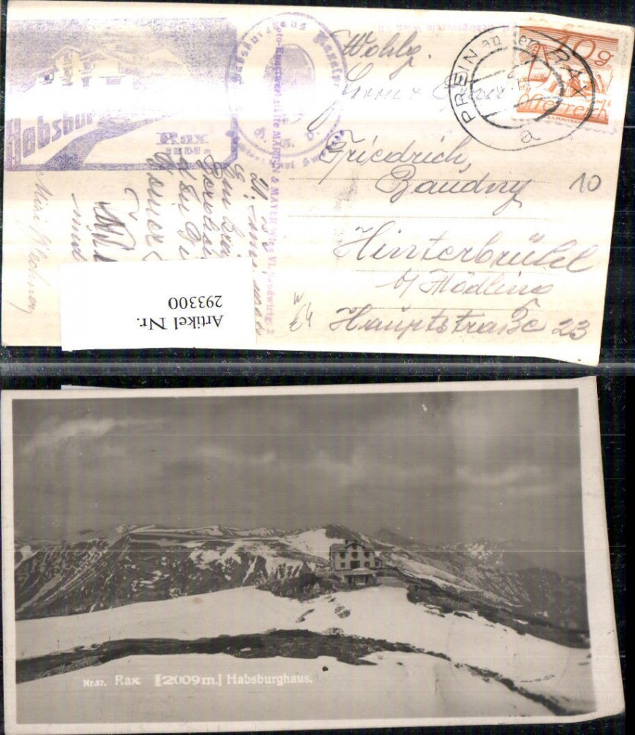 293300,Rax Habsburghaus Berghütte Bergkulisse b. Naßwald Schwarzau Winterbild