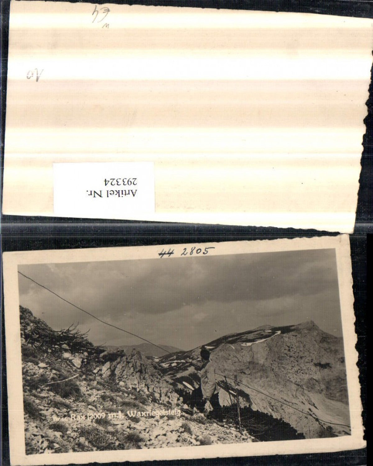 293324,Rax Waxriegelsteig Bergkulisse Bergsteiger b. Reichenau