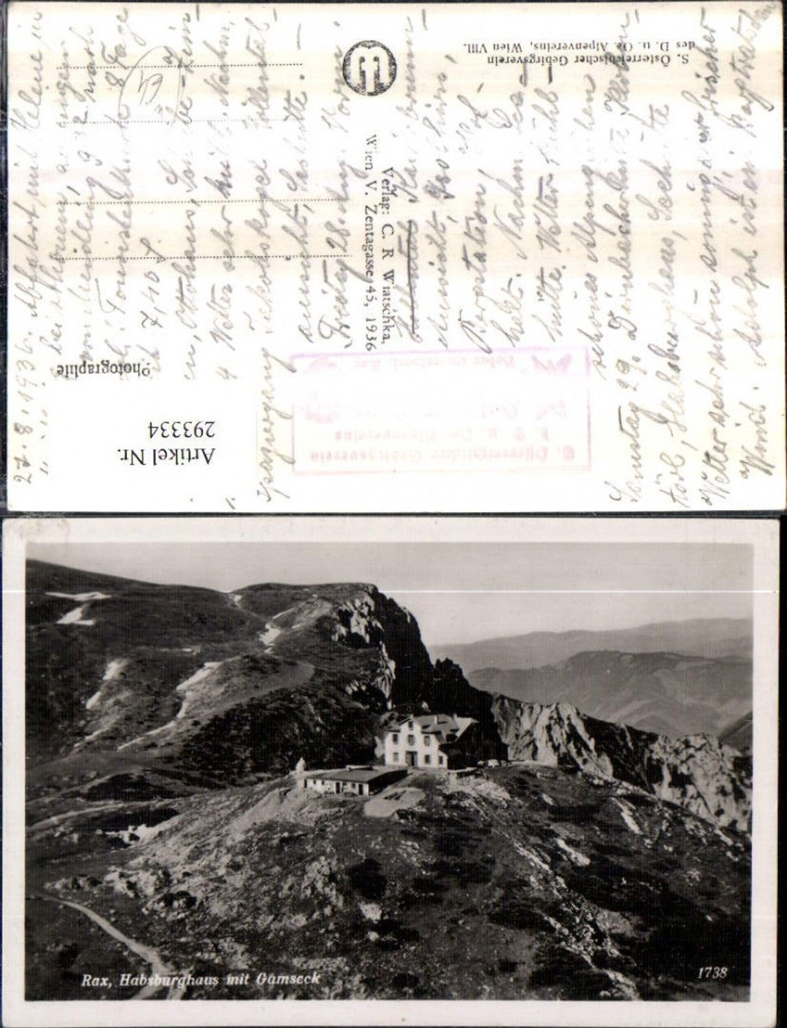 293334,Rax Habsburghaus Berghütte m. Gamseck Bergkulisse b. Naßwald Schwarzau