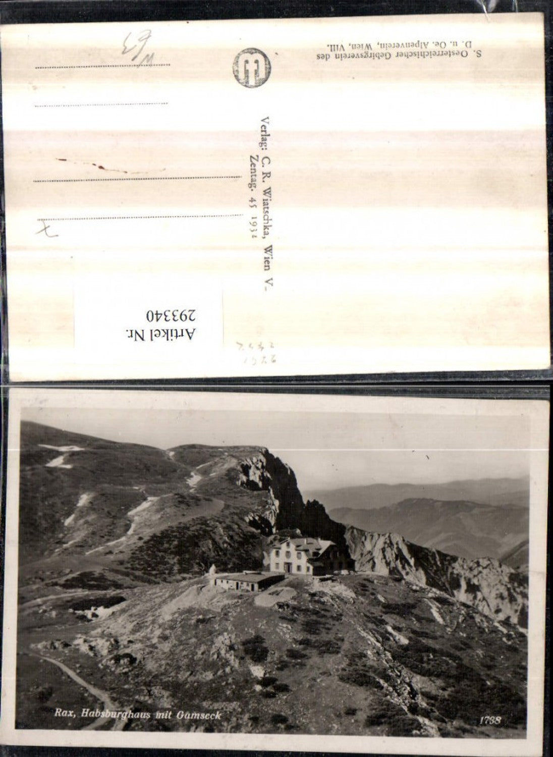 293340,Rax Habsburghaus Berghütte m. Gamseck Bergkulisse b. Naßwald Schwarzau