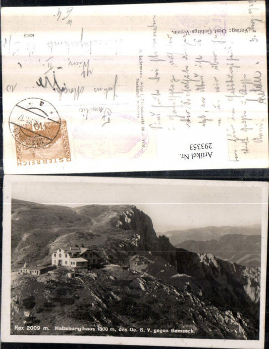 293353,Rax Habsburghaus Berghütte geg. Gamseck Bergkulisse b. Naßwald Schwarzau