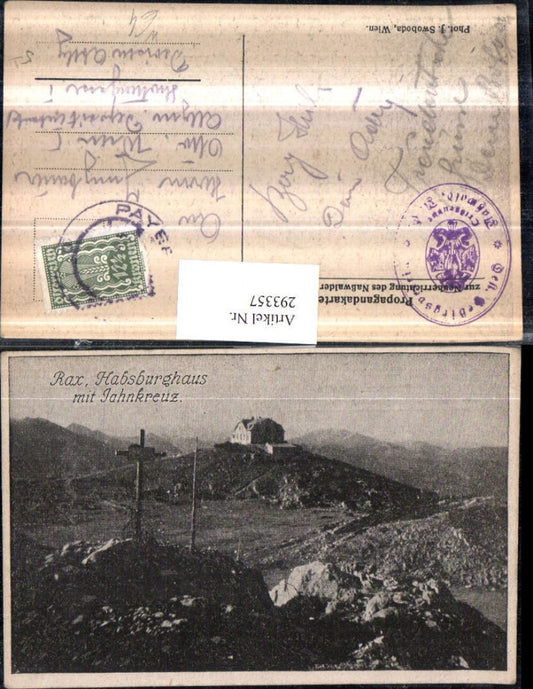 293357,Rax Habsburghaus Berghütte m. Jahnkreuz Bergkulisse b. Naßwald Schwarzau