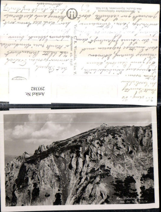 293382,Rax Habsburghaus Berghütte von d. Wildfährte b. Naßwald Schwarzau