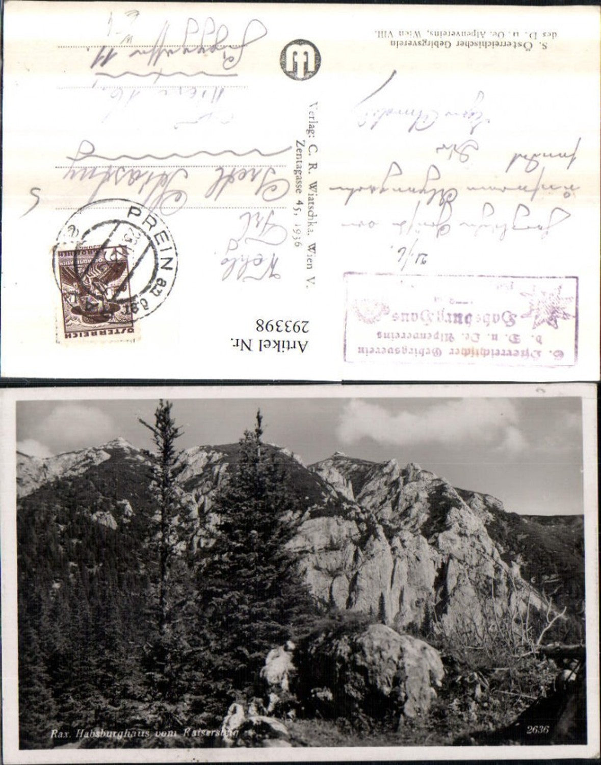 293398,Rax Habsburghaus vom Raisersteig Bergkulisse b. Naßwald Schwarzau