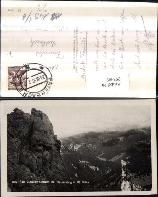 293399,Rax Zickafahnleralm m. Kaisersteig vom Kleinen Gries Bergkulisse b. Reichenau