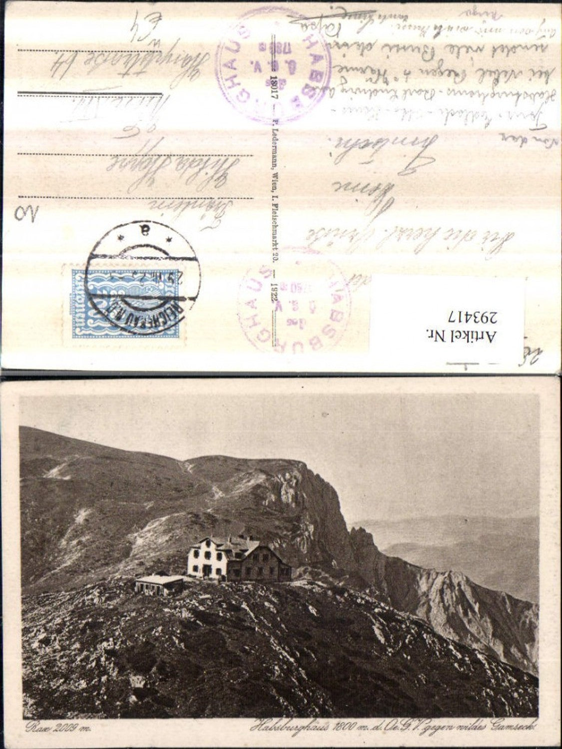 293417,Rax Habsburghaus Berghütte m. Gamseck Bergkulisse b. Naßwald Schwarzau