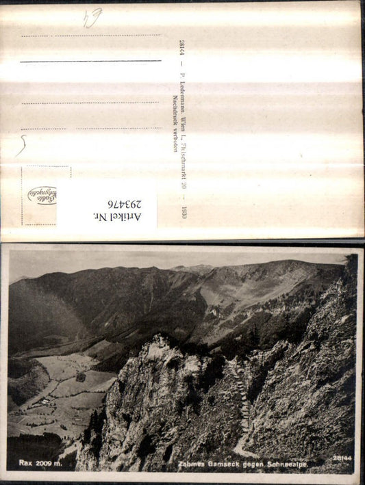 293476,Rax Zahmes Gamseck geg. Schneealpe Bergkulisse b. Naßwald Schwarzau