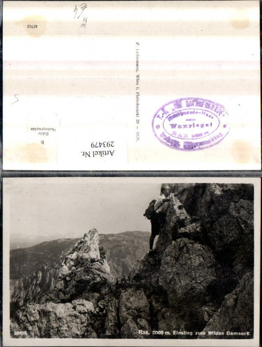 293479,Rax Einstieg zum Wilden Gamseck Bergsteiger Kletterer b. Reichenau