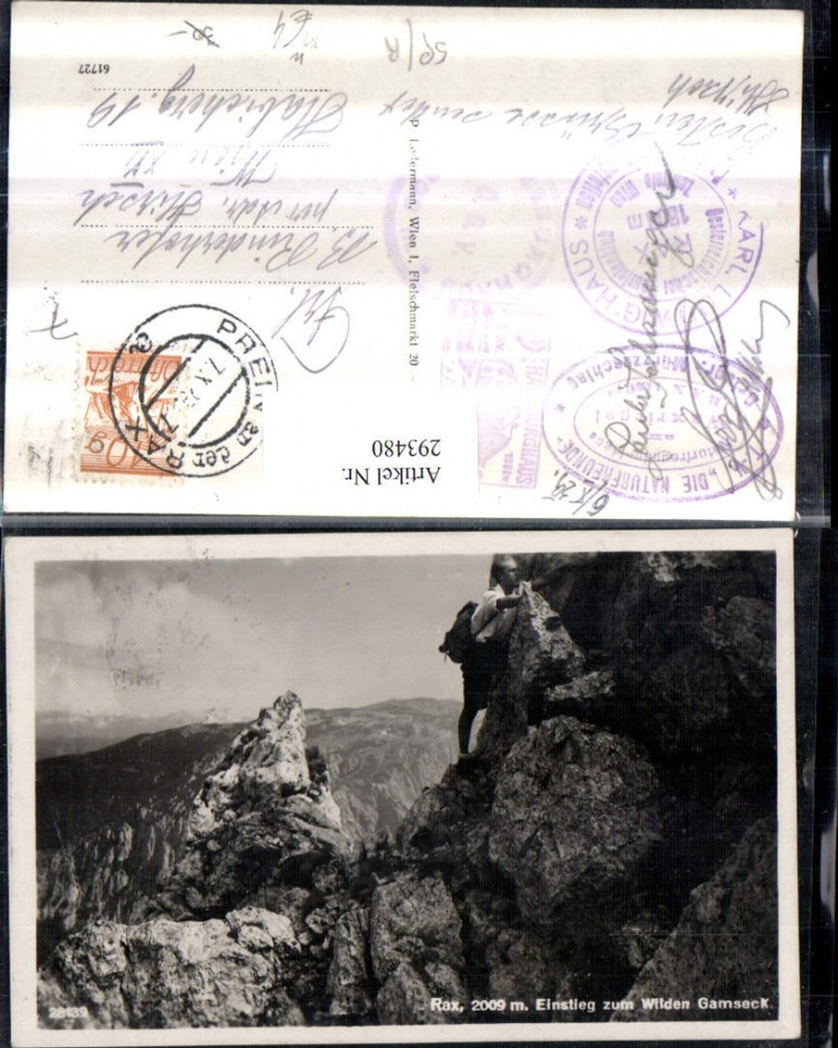 293480,Rax Einstieg zum Wilden Gamseck Bergsteiger Kletterer b. Reichenau