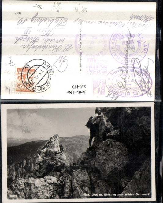 293480,Rax Einstieg zum Wilden Gamseck Bergsteiger Kletterer b. Reichenau