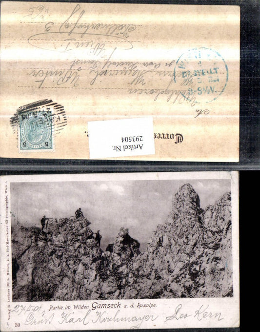 293504,Partie im Wilden Gamseck auf d. Raxalpe Bergsteiger b. Naßwald Schwarzau