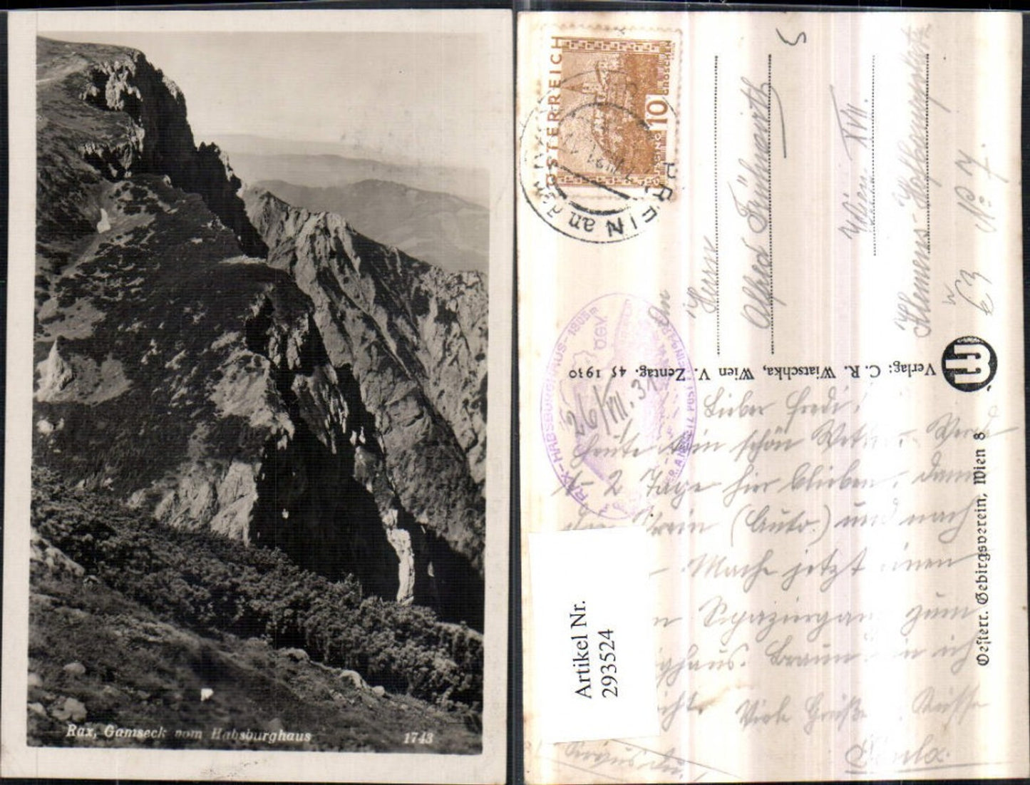 293524,Rax Gamseck Bergkulisse vom Habsburghaus b. Naßwald Schwarzau