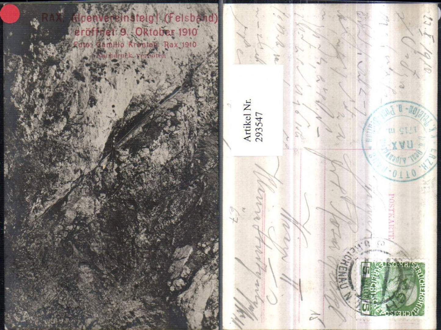 293547,Rax Alpenvereinsteig Felsband b. Reichenau Bergsteiger