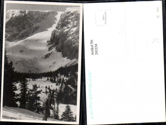 293554,Foto AK Lechnermauern Bergkulisse Winterbild b. Reichenau an d. Rax Skifahrer