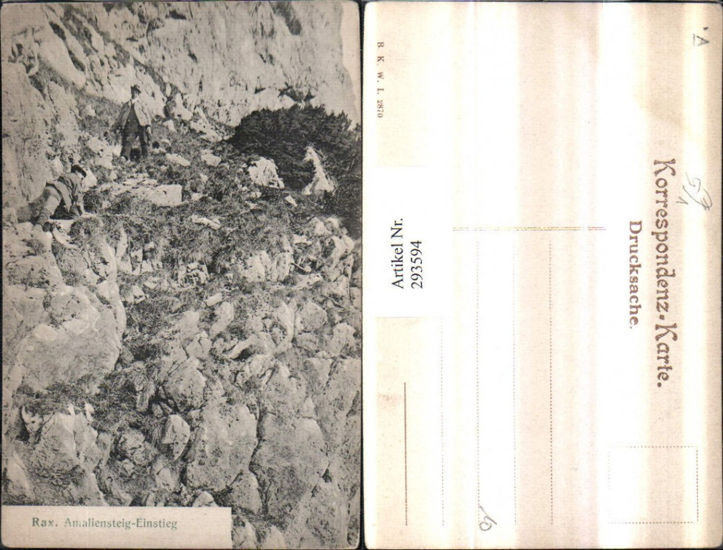 293594,Rax Amaliensteig Einstieg b. Reichenau Bergsteiger pub Brüder Kohn B.K.W.I. 2870
