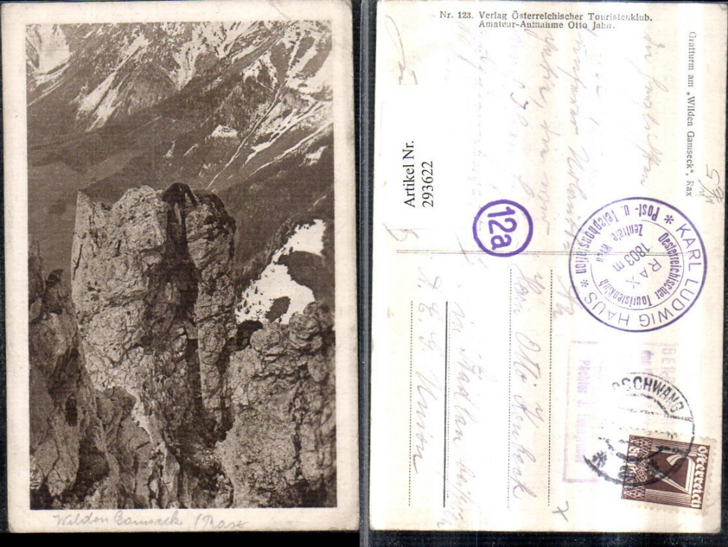 293622,Rax Gratturm am Wilden Gamseck b. Naßwald Schwarzau Bergsteiger