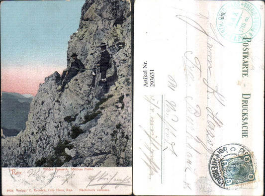 293631,Rax Wildes Gamseck Mittlerer Partie b. Naßwald Schwarzau Bergsteiger