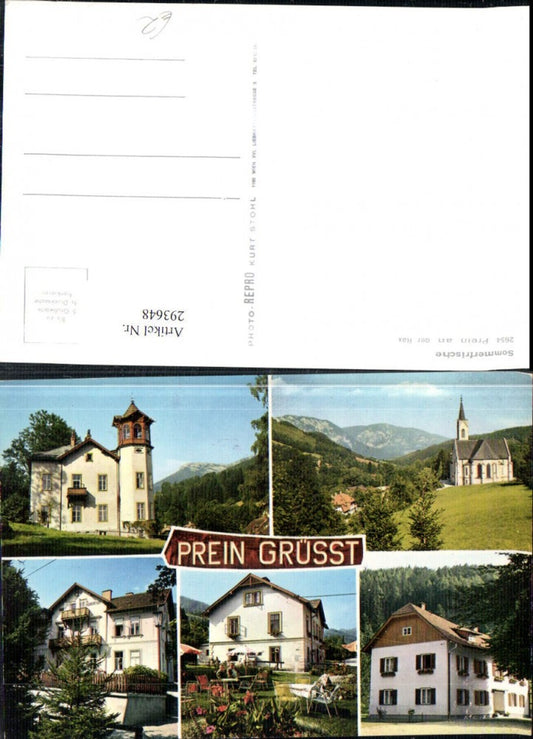 293648,Prein an d. Rax Kirche Gasthof Haus Hubertus Mehrbildkarte