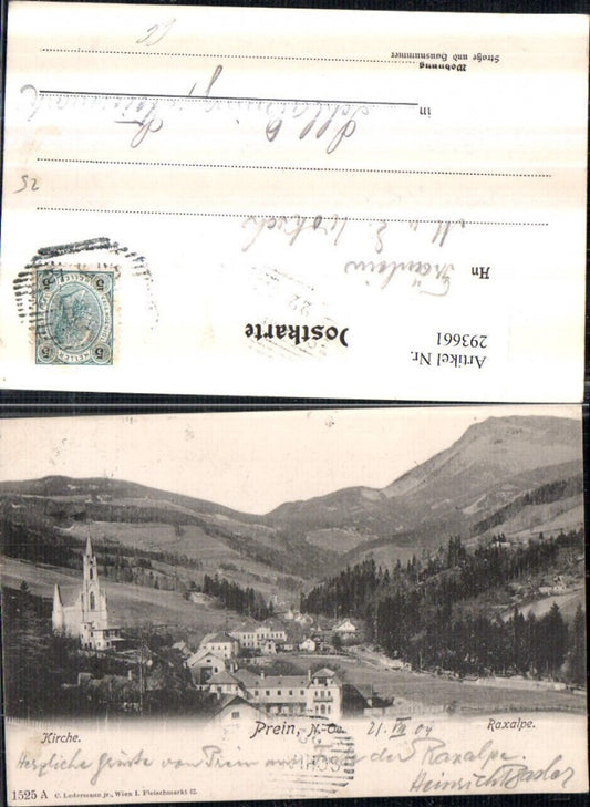 293661,Prein an d. Rax Totale Kirche m. Raxalpe Bergkulisse