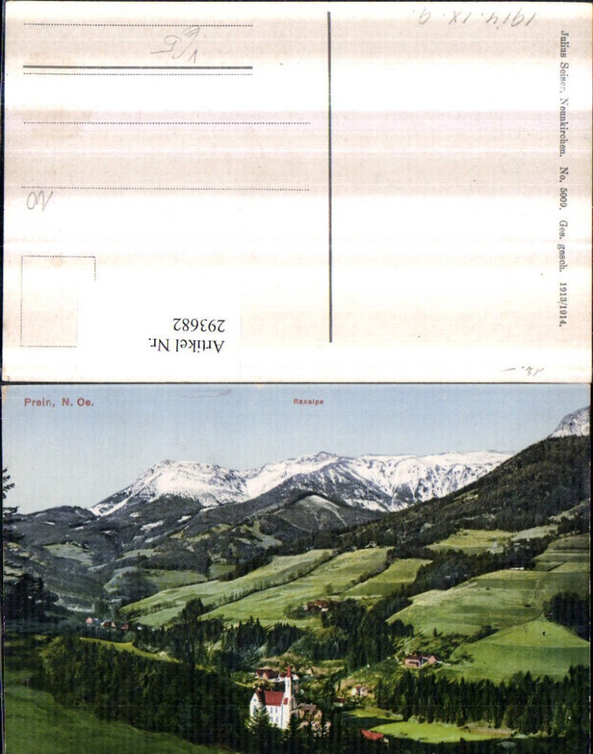 293682,Prein an d. Rax Kirche m. Raxalpe Bergkulisse pub Julius Seiser 5009