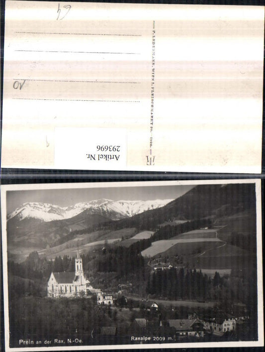 293696,Prein an d. Rax Teilansicht Kirche m. Raxalpe Bergkulisse
