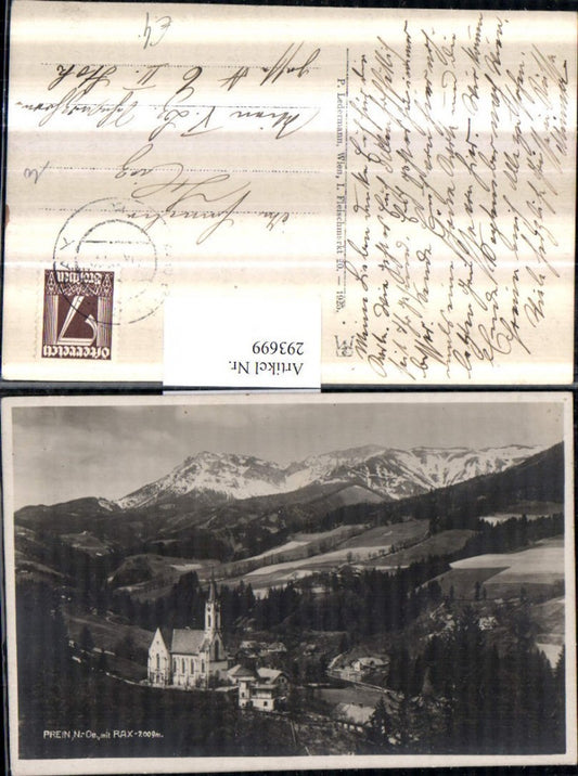 293699,Prein an d. Rax Teilansicht Kirche m. Rax Bergkulisse