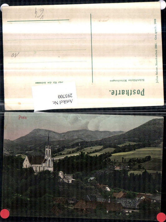 293700,Prein an d. Rax Teilansicht Kirche Bergkulisse pub Julius Seiser 2941