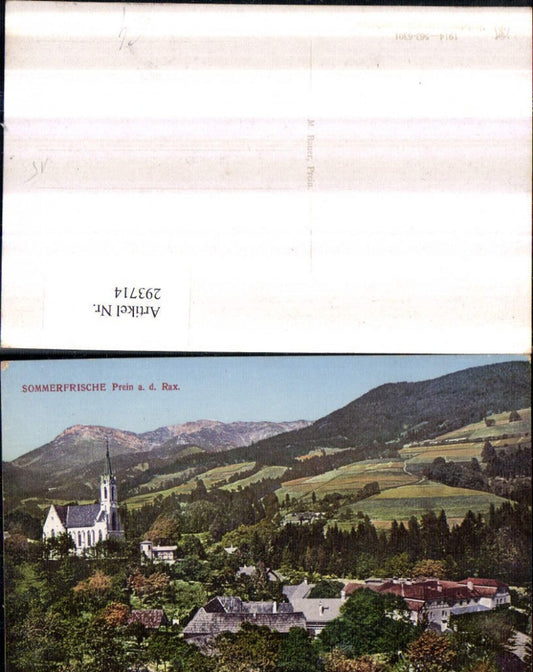 293714,Prein an d. Rax Teilansicht Kirche Bergkulisse