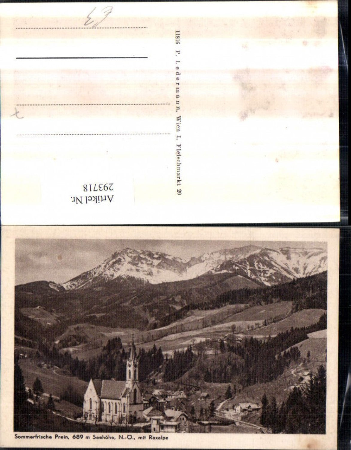 293718,Prein an d. Rax Kirche m. Raxalpe Bergkulisse
