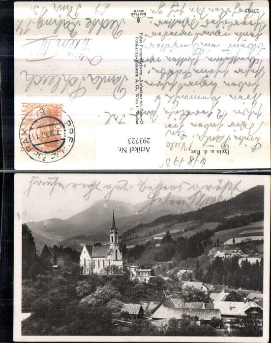 293723,Prein an d. Rax Teilansicht Kirche Bergkulisse