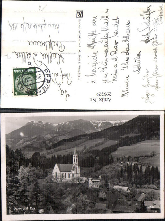 293729,Prein an d. Rax Kirche Bergkulisse