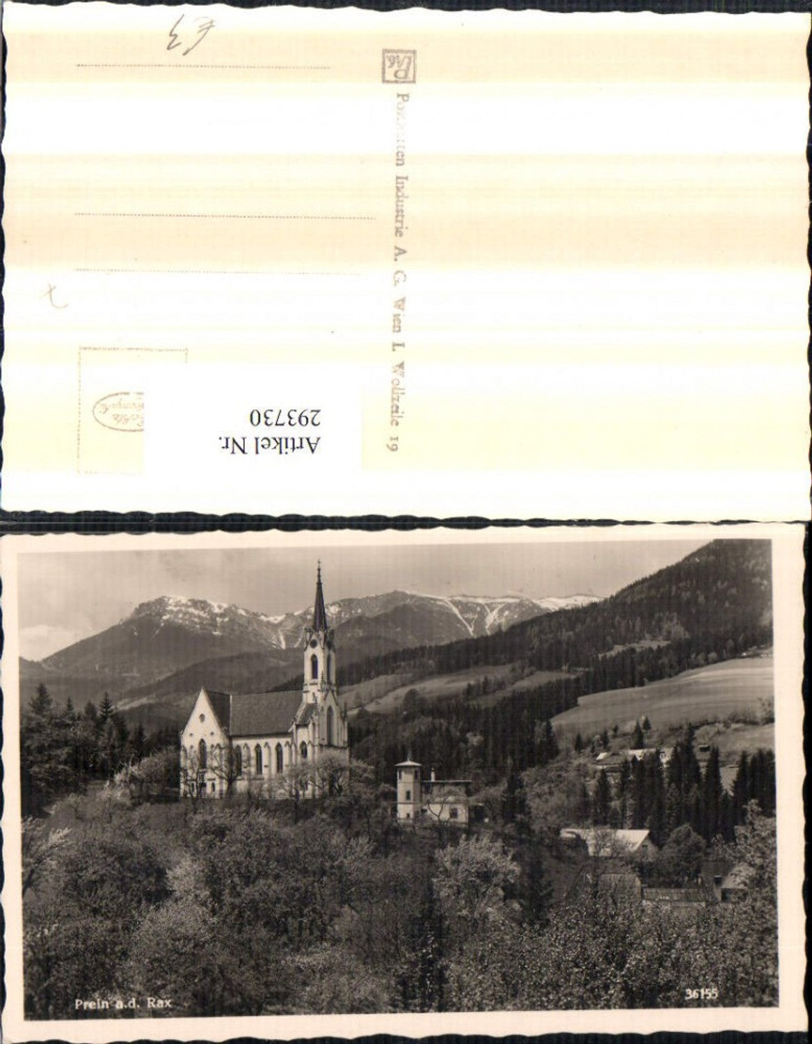 293730,Prein an d. Rax Kirche Bergkulisse