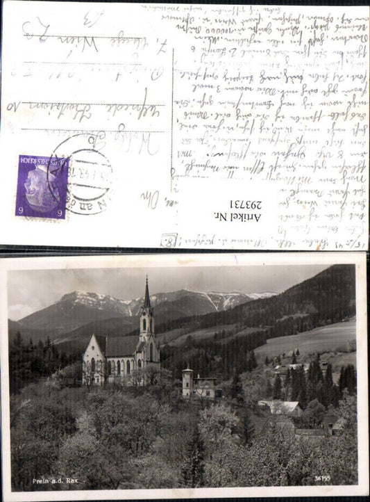 293731,Prein an d. Rax Kirche Bergkulisse