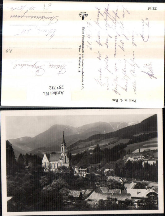 293732,Prein an d. Rax Teilansicht Kirche Bergkulisse
