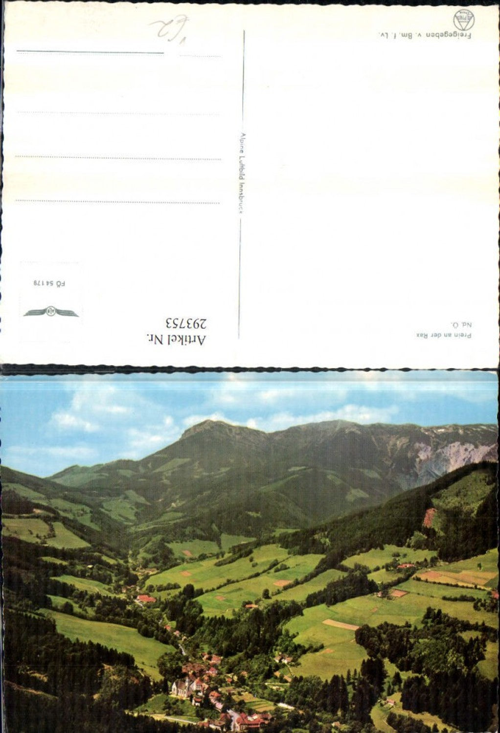 293753,Prein an d. Rax Totale Bergkulisse pub Alpine Luftbild 54179