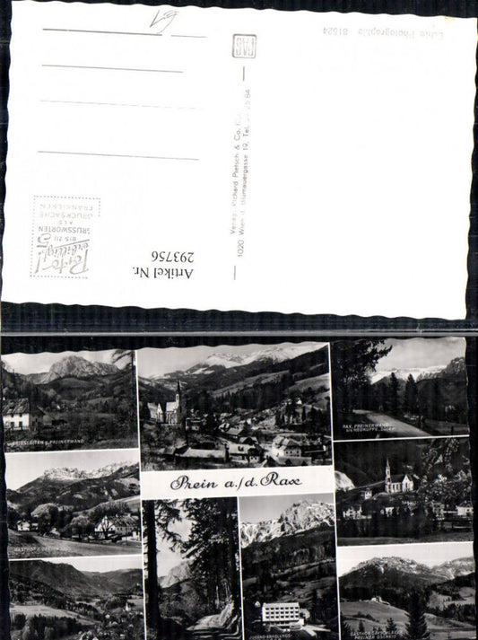 293756,Prein an d. Rax Totale Kirche Gasthof Eggl Jugenderholungsheim Griesleiten Mehrbildkarte