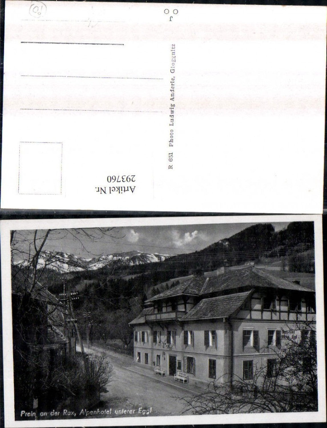 293760,Prein an d. Rax Alpenhotel unterer Eggl Bergkulisse