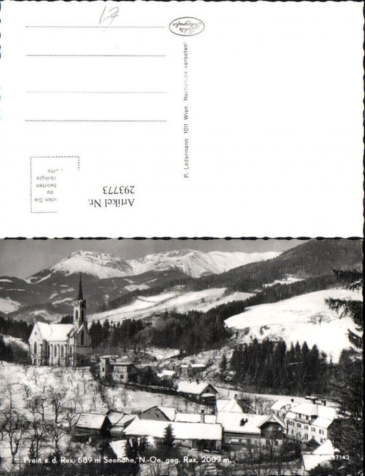 293773,Prein an d. Rax Teilansicht Kirche m. Rax Bergkulisse Winterbild
