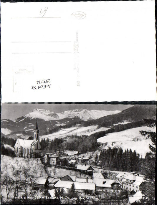 293774,Prein an d. Rax Teilansicht Kirche m. Rax Bergkulisse Winterbild