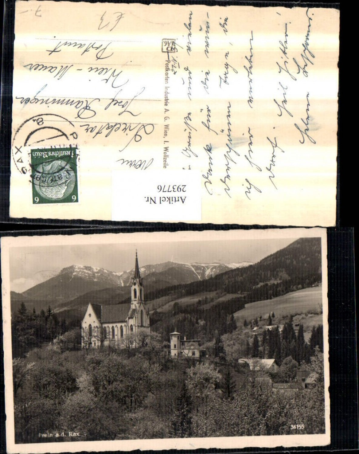 293776,Prein an d. Rax Kirche Bergkulisse