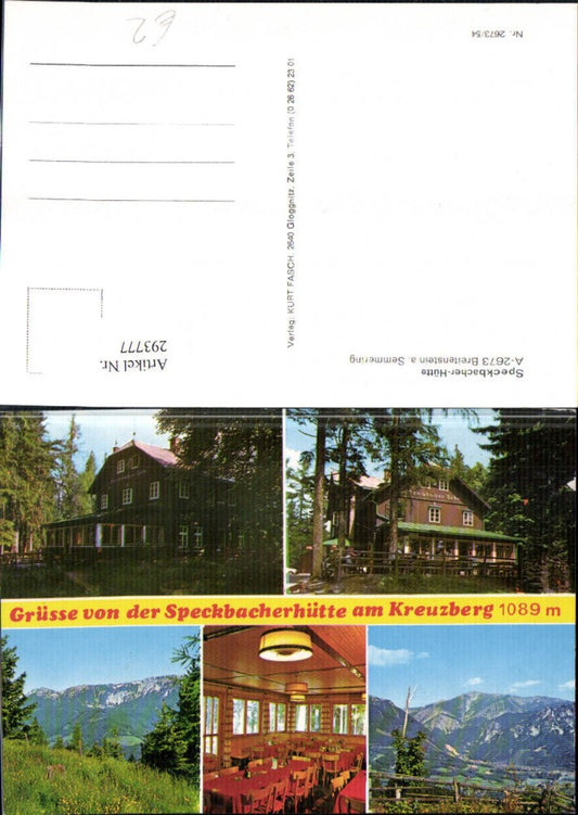 293777,Breitenstein am Semmering Speckbacherhütte Berghütte am Kreuzberg Mehrbildkarte