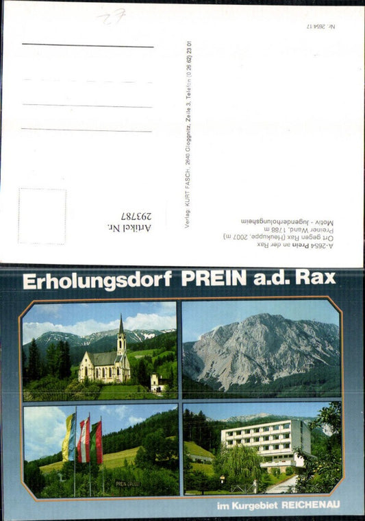 293787,Reichenau Prein an d. Rax Kirche Preiner Wand Jugenderholungsheim Mehrbildkarte