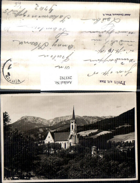 293792,Prein an d. Rax Kirche Bergkulisse pub Josef Dreiwurst Wien