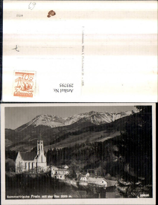 293795,Prein an d. Rax Teilansicht Kirche m. Rax Bergkulisse