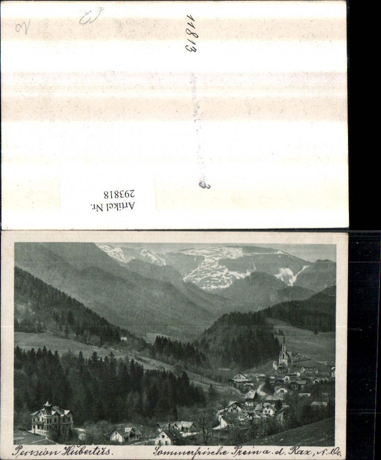 293818,Prein an d. Rax Totale m. Pension Hubertus Bergkulisse