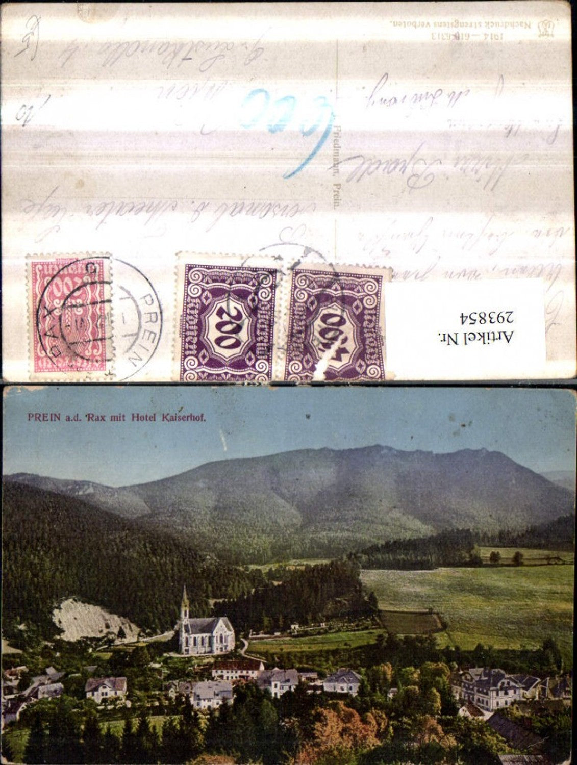 293854,Prein an d. Rax Totale m. Hotel Kaiserhof Bergkulisse