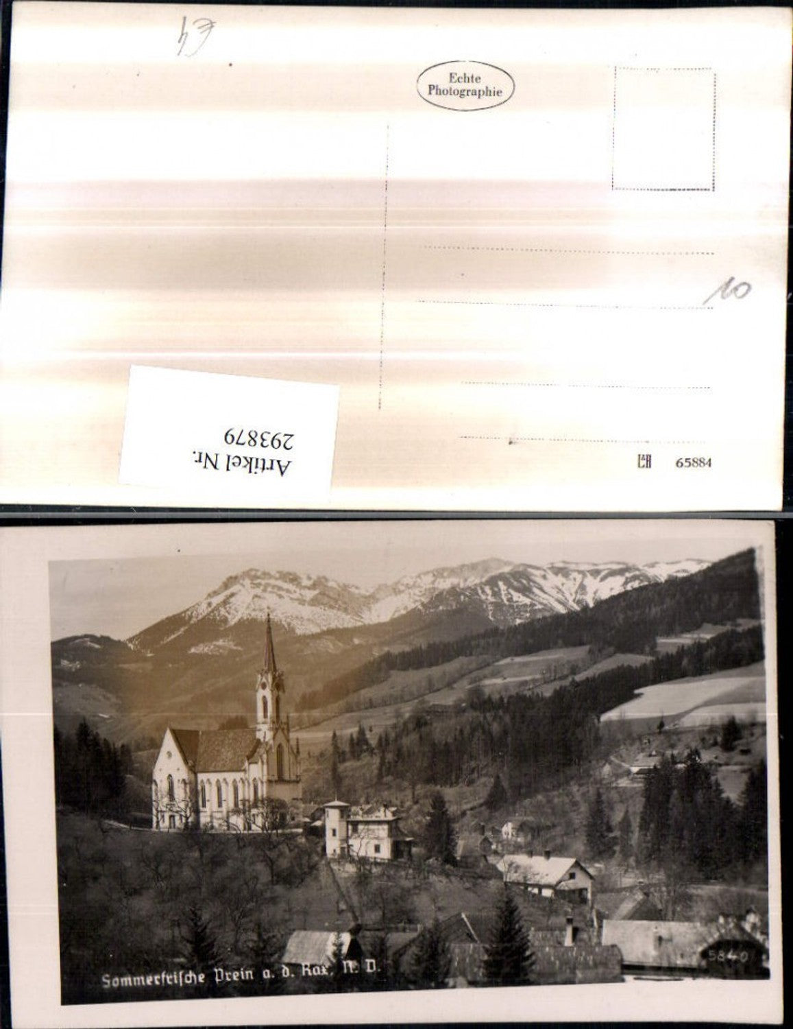 293879,Prein an d. Rax Teilansicht Kirche Bergkulisse