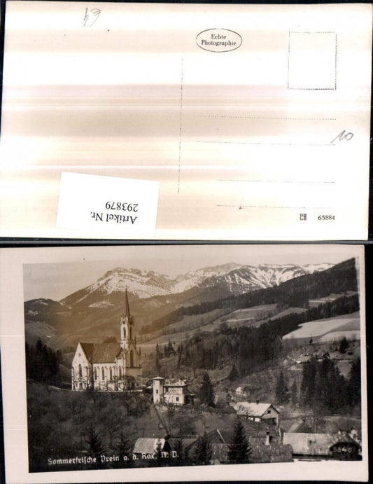 293879,Prein an d. Rax Teilansicht Kirche Bergkulisse