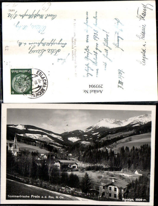 293904,Prein an d. Rax Teilansicht m. Raxalpe Bergkulisse